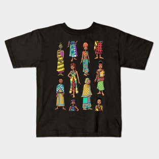 African Women Kanga Cloth Kids T-Shirt